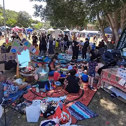 areta facilitating a bush kindy workshop at an event